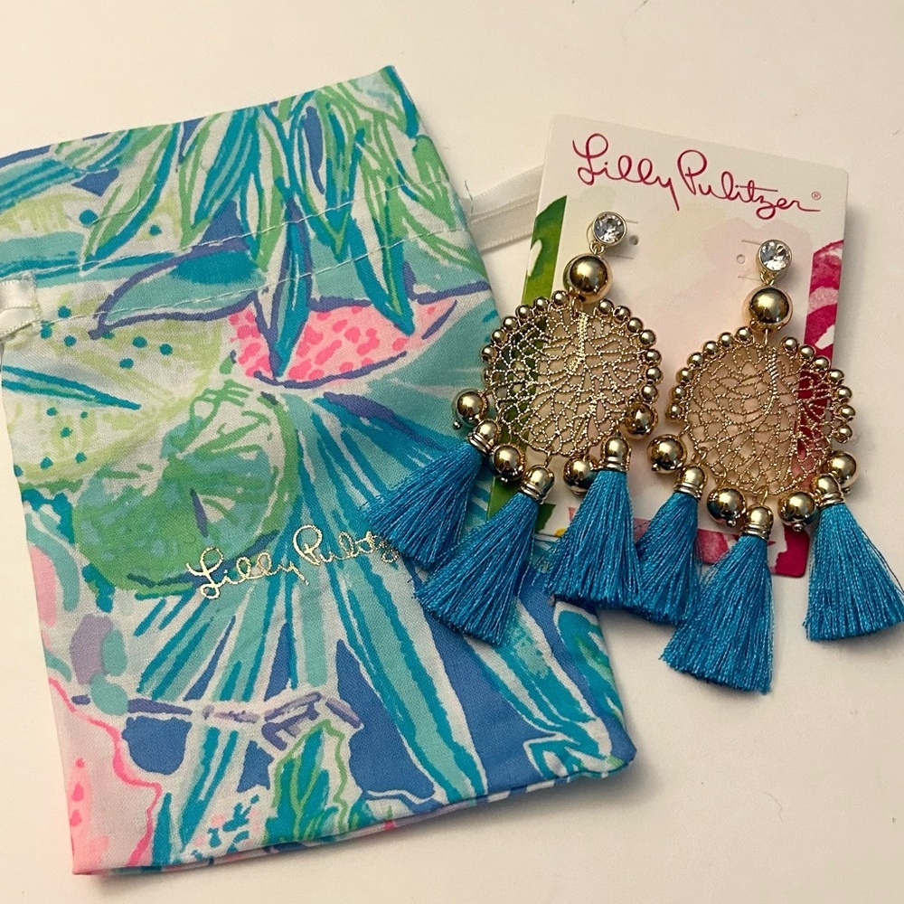 Lily Pulitzer Sea Dream Earrings With Pouch NWT